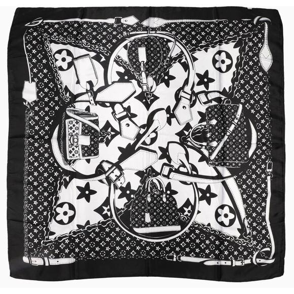 Floral Monogram Pattern Square Scarf with Fashion Inspired - Picture 1 of 1